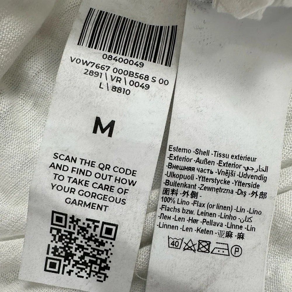 NWT 120% Lino Long Sleeve Women Linen T-Shirt White - Picture 9 of 10